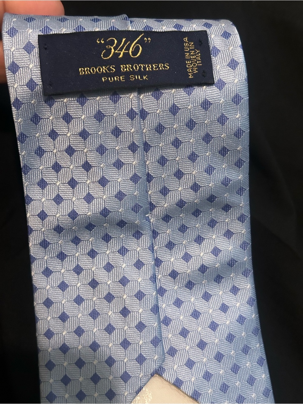 Brooks Brothers Light Blue and Navy Geometric Silk Tie